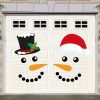 1 Set, Magnet Sticker, Merry Christmas Decorative Garage Door Decorative Snowman Magnet Sticker, Refrigerator Snowman Face Garage Sticker Set