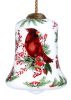 Winter Berries Cardinal Hand Painted Glass Hanging Ornament