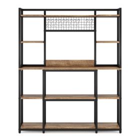 5-Tier Kitchen Baker's Rack, 55" Wide Kitchen Storage Shelf with 11 Hooks