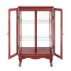 2 Doors Curio Cabinet with Tempered Glass Doors, Curio Cabinets with Mirrored Back Panel and Adjustable Shelves, Lighted Display Cabinet for Home