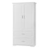 Tall Bathroom Storage Cabinet, Cabinet with Two Doors and Drawers, Adjustable Shelf, MDF Board, White(Old Sku:WF310828AAK)