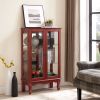 2 Doors Curio Cabinet with Tempered Glass Doors, Curio Cabinets with Mirrored Back Panel and Adjustable Shelves, Lighted Display Cabinet for Home