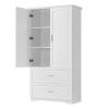 Tall Bathroom Storage Cabinet, Cabinet with Two Doors and Drawers, Adjustable Shelf, MDF Board, White(Old Sku:WF310828AAK)