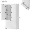 Tall Bathroom Storage Cabinet, Cabinet with Two Doors and Drawers, Adjustable Shelf, MDF Board, White(Old Sku:WF310828AAK)