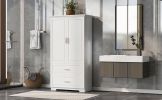 Tall Bathroom Storage Cabinet, Cabinet with Two Doors and Drawers, Adjustable Shelf, MDF Board, White(Old Sku:WF310828AAK)