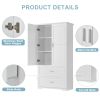 Tall Bathroom Storage Cabinet, Cabinet with Two Doors and Drawers, Adjustable Shelf, MDF Board, White(Old Sku:WF310828AAK)