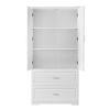 Tall Bathroom Storage Cabinet, Cabinet with Two Doors and Drawers, Adjustable Shelf, MDF Board, White(Old Sku:WF310828AAK)