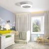 18 Inch Enclosed Ceiling Fan with Light and Remote, Flush Mount Bladeless Modern Low Profile Ceiling Fan for Bedroom Kitchen Dining Room