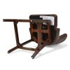 Holmes Tufted High-Back 360 Swivel Counter-Height Barstool, Mid Brown Faux Leather