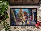 Australian Terrier and Santa Claus Doormat Front Door Mat Indoor Outdoor Rugs for Entryway, Non Slip Washable Low Pile, 24H X 36W