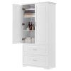 Tall Bathroom Storage Cabinet, Cabinet with Two Doors and Drawers, Adjustable Shelf, MDF Board, White(Old Sku:WF310828AAK)