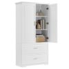 Tall Bathroom Storage Cabinet, Cabinet with Two Doors and Drawers, Adjustable Shelf, MDF Board, White(Old Sku:WF310828AAK)