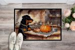 Rottweiler Fall Kitchen Pumpkins Doormat Front Door Mat Indoor Outdoor Rugs for Entryway, Non Slip Washable Low Pile, 24H X 36W